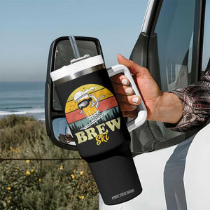 Brewski Skiing Beer Tumbler With Handle Funny Skiing Skier Ski Vacation Retro Sunset TS11 Print Your Wear