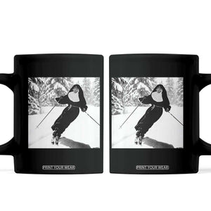 Funny Skiing Nun Graphics Photo Skier Winter Sport Coffee Mug TS11 Black Print Your Wear