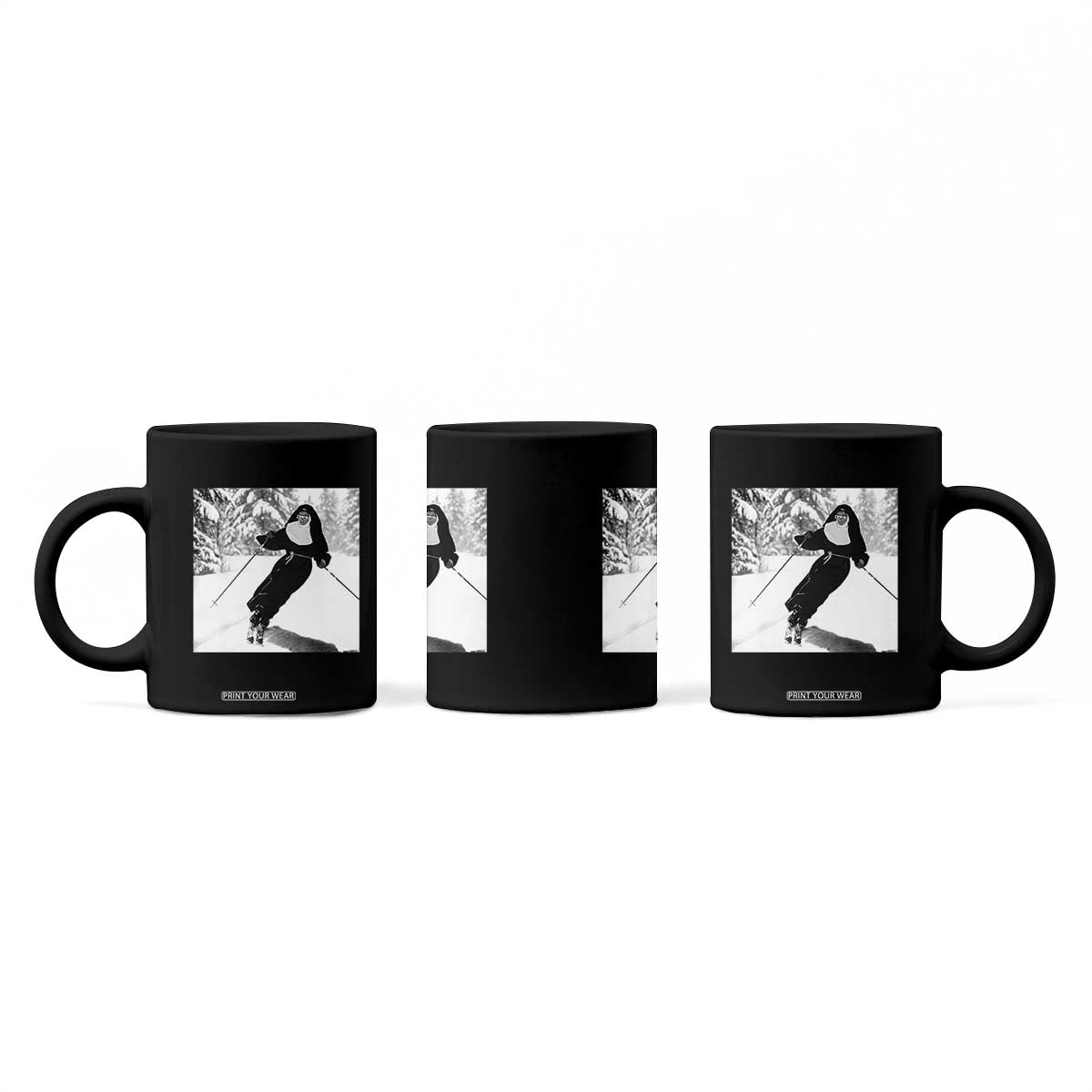Funny Skiing Nun Graphics Photo Skier Winter Sport Coffee Mug TS11 Print Your Wear