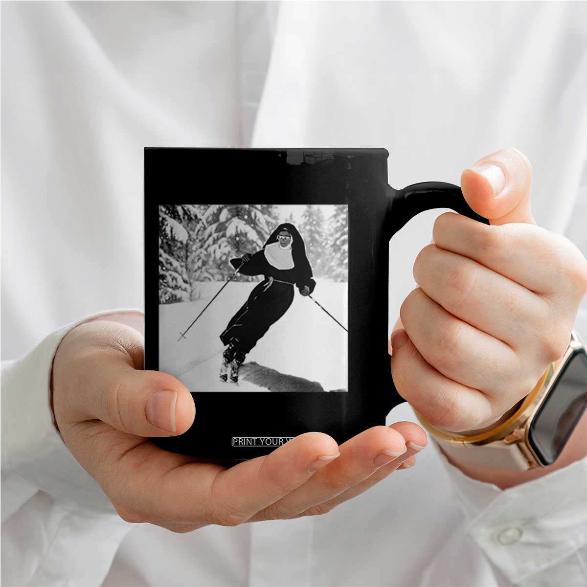 Funny Skiing Nun Graphics Photo Skier Winter Sport Coffee Mug TS11 Print Your Wear