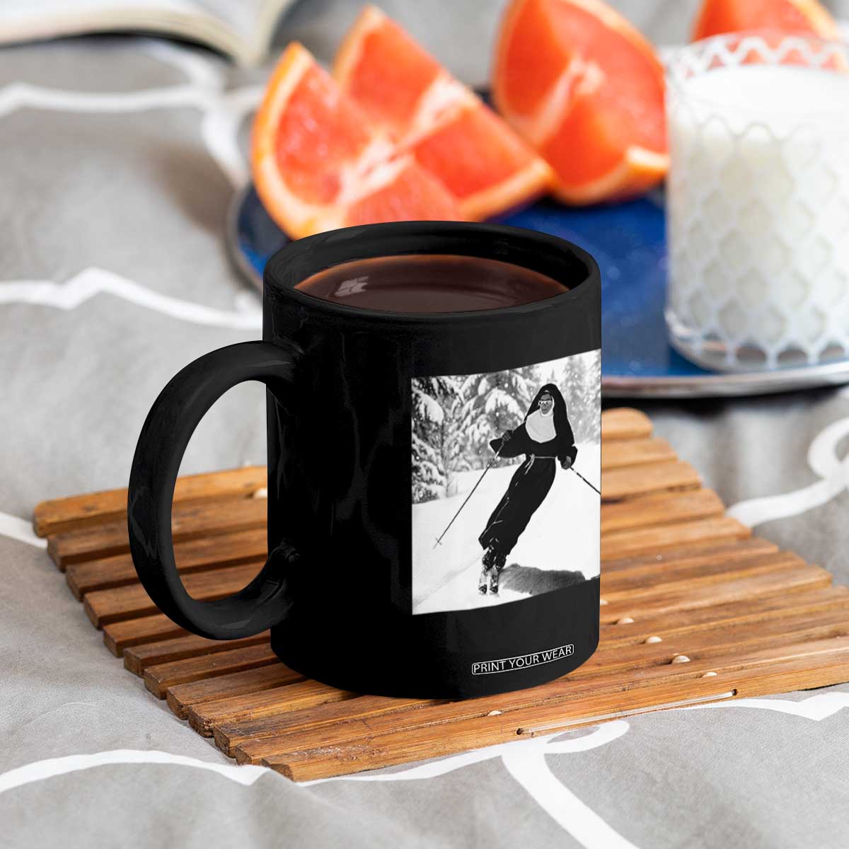 Funny Skiing Nun Graphics Photo Skier Winter Sport Coffee Mug TS11 Print Your Wear