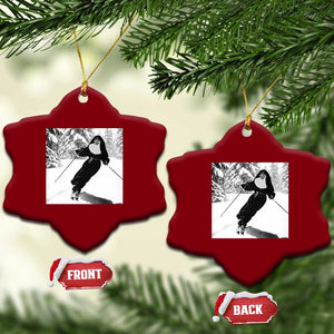 Funny Skiing Nun Graphics Photo Skier Winter Sport Ceramic Ornament TS11 Print Your Wear
