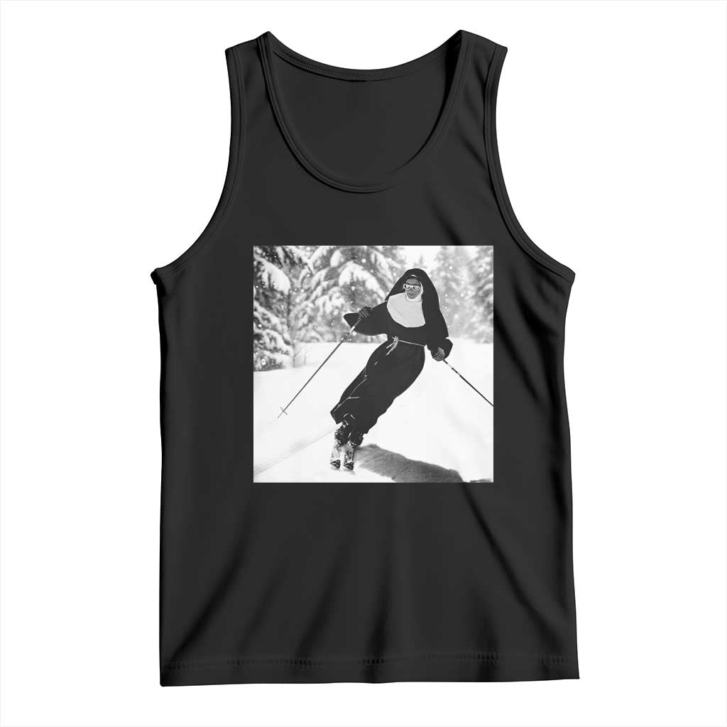 Funny Skiing Nun Graphics Photo Skier Winter Sport Tank Top TS11 Black Print Your Wear