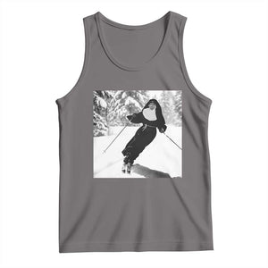 Funny Skiing Nun Graphics Photo Skier Winter Sport Tank Top TS11 Deep Heather Print Your Wear
