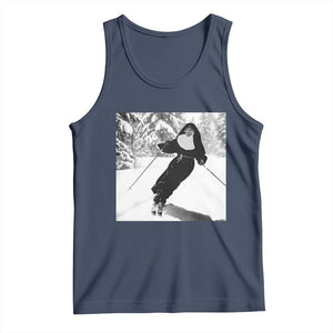 Funny Skiing Nun Graphics Photo Skier Winter Sport Tank Top TS11 Navy Print Your Wear