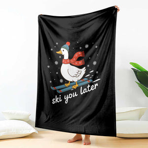 Funny Skiing Goose Throw Blanket Ski You Later Winter Vacation Sport TS11 Print Your Wear