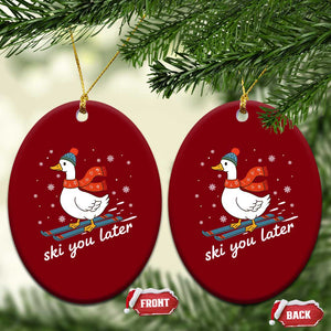 Funny Skiing Goose Ceramic Ornament Ski You Later Winter Vacation Sport TS11 Print Your Wear