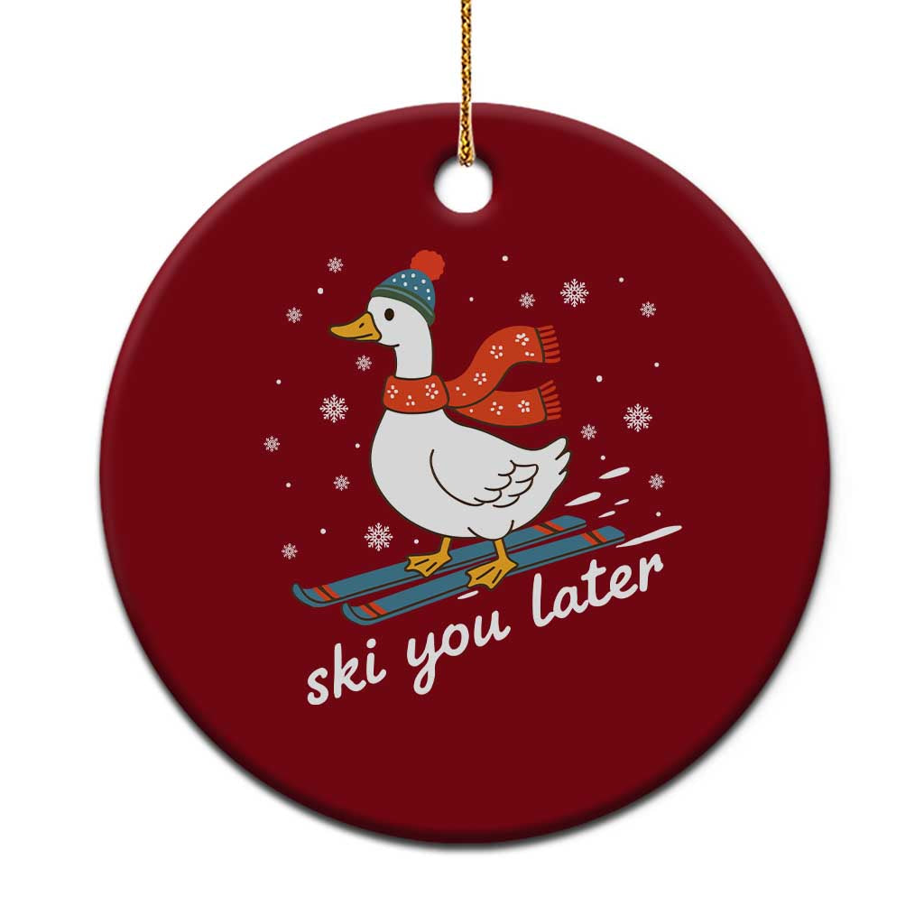 Funny Skiing Goose Ceramic Ornament Ski You Later Winter Vacation Sport TS11 1pc Red Print Your Wear