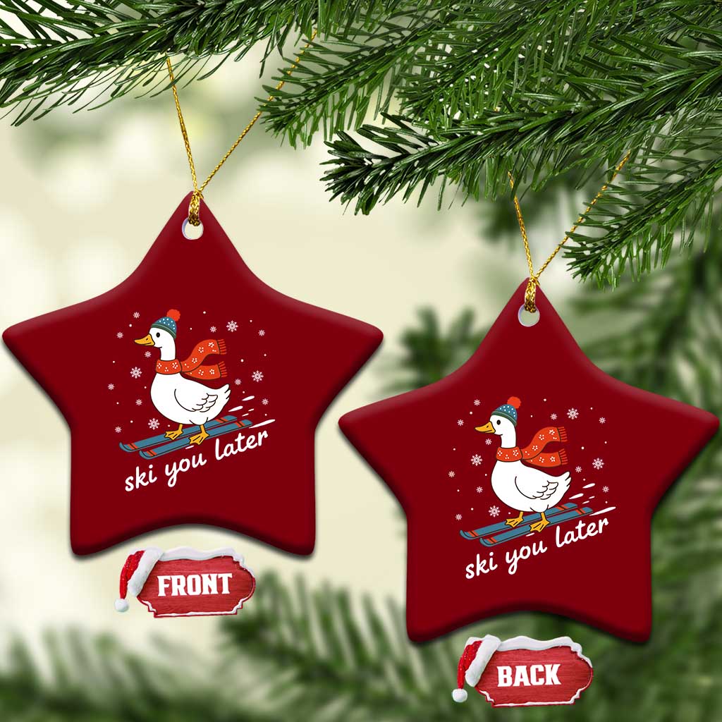 Funny Skiing Goose Ceramic Ornament Ski You Later Winter Vacation Sport TS11 Print Your Wear