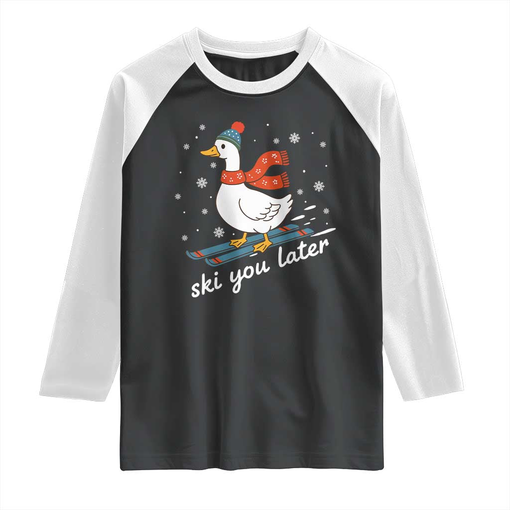 Funny Skiing Goose Raglan Shirt Ski You Later Winter Vacation Sport TS11 Black White Print Your Wear