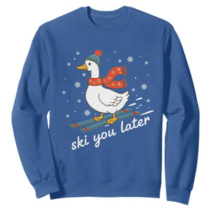Funny Skiing Goose Sweatshirt Ski You Later Winter Vacation Sport TS11 Royal Blue Print Your Wear