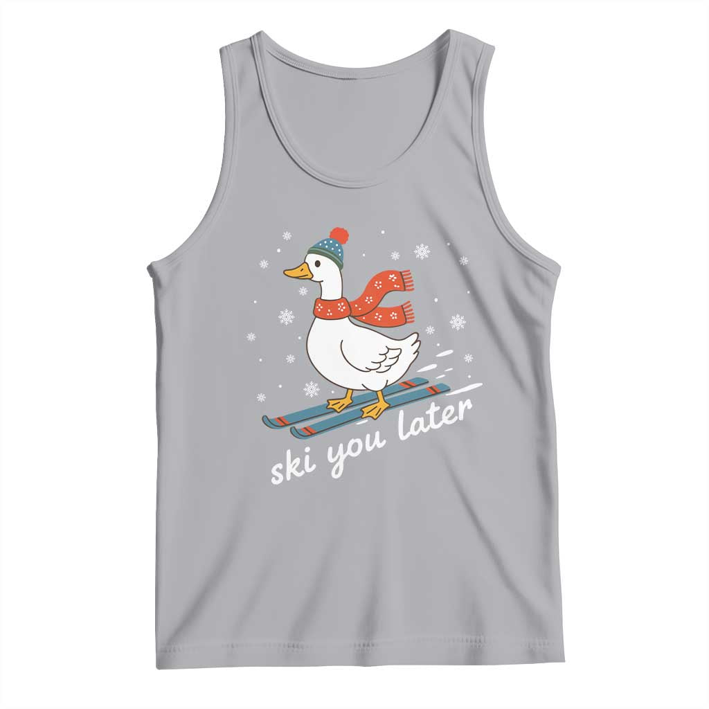 Funny Skiing Goose Tank Top Ski You Later Winter Vacation Sport TS11 Athletic Heather Print Your Wear