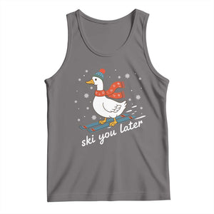 Funny Skiing Goose Tank Top Ski You Later Winter Vacation Sport TS11 Deep Heather Print Your Wear