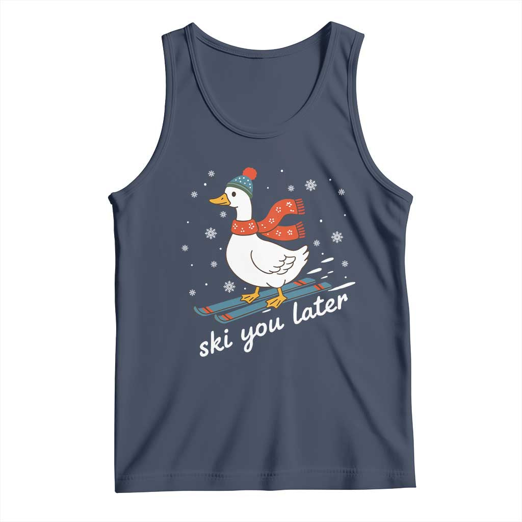 Funny Skiing Goose Tank Top Ski You Later Winter Vacation Sport TS11 Navy Print Your Wear