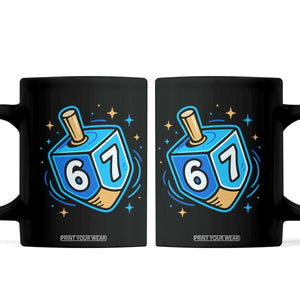 Funny 67 Hanukkah Dreidel Coffee Mug Chanukah Star Of David TS11 Black Print Your Wear