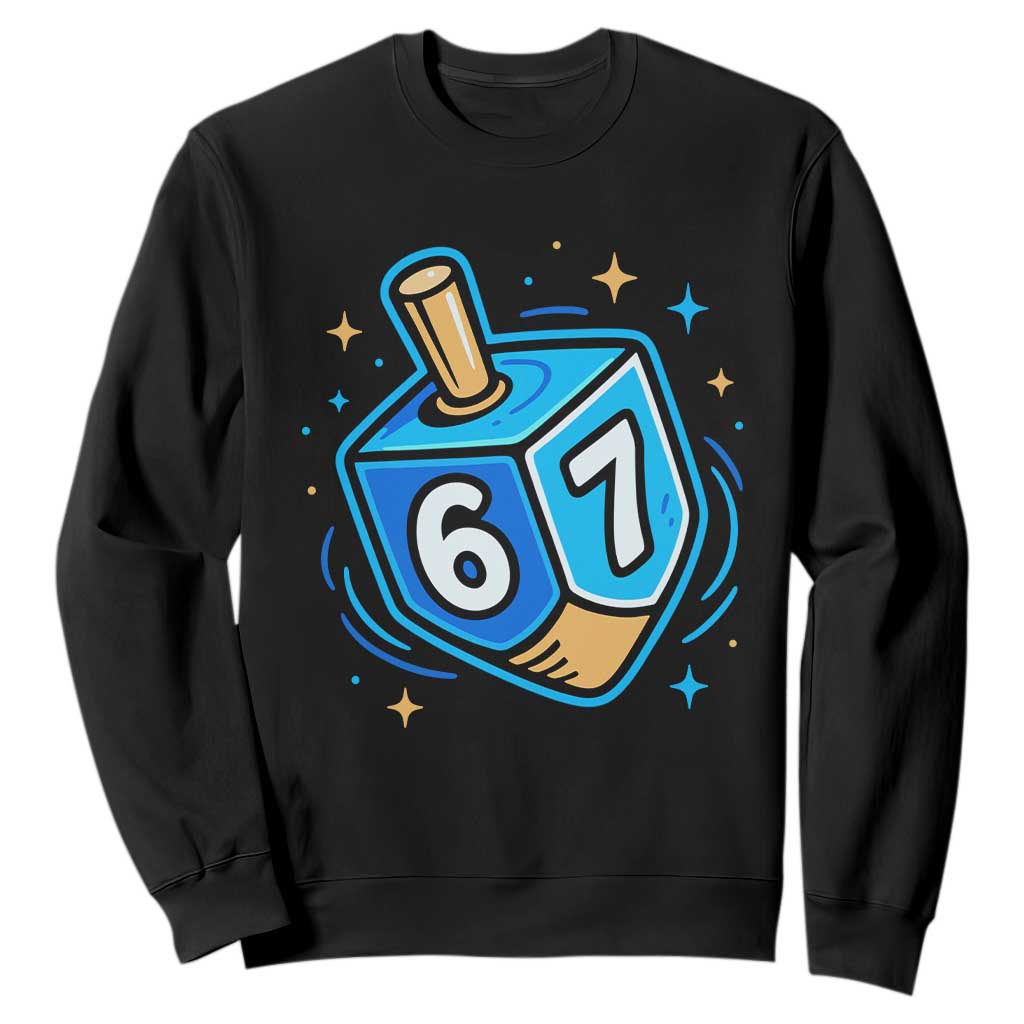 Funny 67 Hanukkah Dreidel Sweatshirt Chanukah Star Of David TS11 Black Print Your Wear