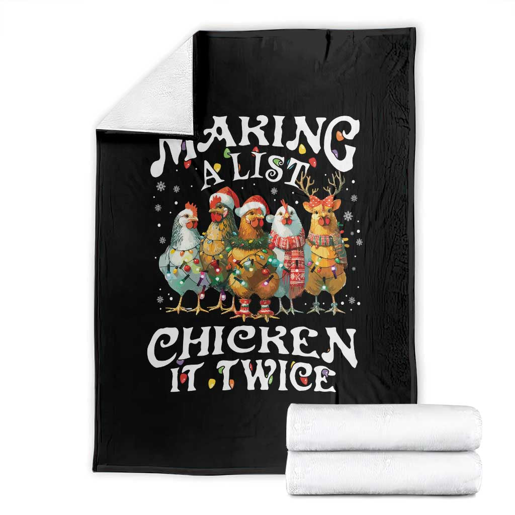 Making A List Chicken It Twice Throw Blanket Funny Christmas Chicken TS11 Black Print Your Wear