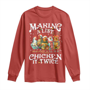 Making A List Chicken It Twice Long Sleeve Shirt Funny Christmas Chicken TS11 Red Print Your Wear