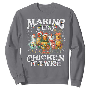 Making A List Chicken It Twice Sweatshirt Funny Christmas Chicken TS11 Charcoal Print Your Wear