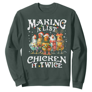 Making A List Chicken It Twice Sweatshirt Funny Christmas Chicken TS11 Dark Forest Green Print Your Wear
