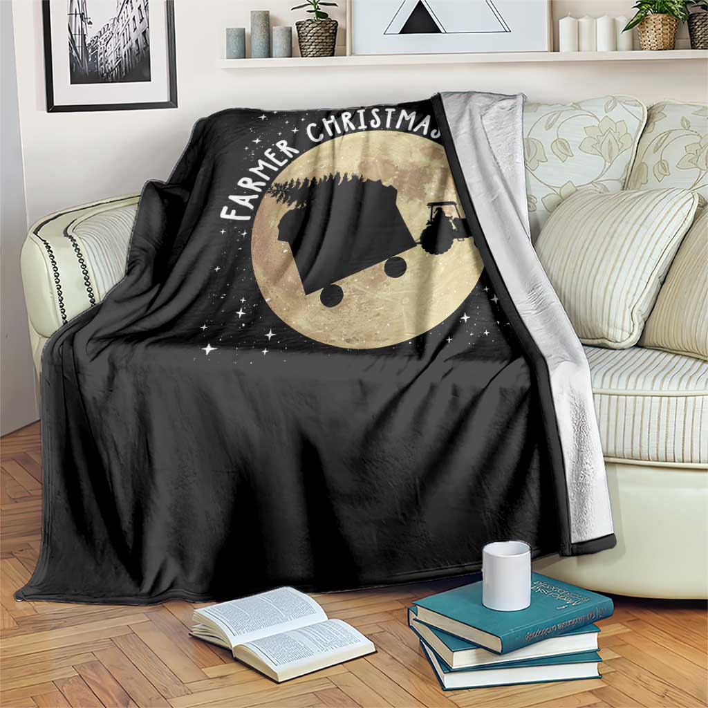 Funny Farmer Christmas Throw Blanket Xmas Santa Farm Tractor Moon TS11 Print Your Wear
