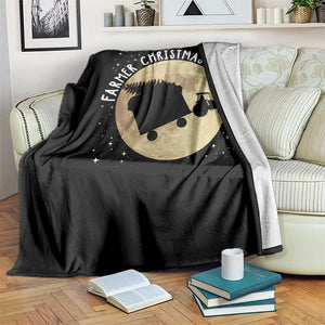 Funny Farmer Christmas Throw Blanket Xmas Santa Farm Tractor Moon TS11 Print Your Wear