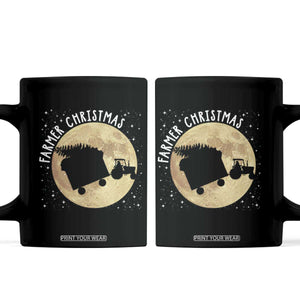 Funny Farmer Christmas Coffee Mug Xmas Santa Farm Tractor Moon TS11 Black Print Your Wear