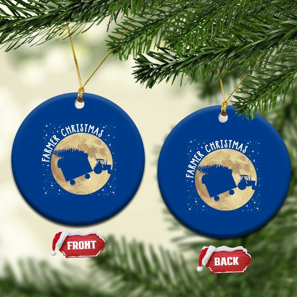 Funny Farmer Christmas Ceramic Ornament Xmas Santa Farm Tractor Moon TS11 1pc Blue Print Your Wear