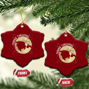 Funny Farmer Christmas Ceramic Ornament Xmas Santa Farm Tractor Moon TS11 Print Your Wear