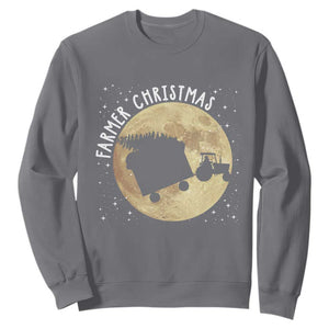Funny Farmer Christmas Sweatshirt Xmas Santa Farm Tractor Moon TS11 Charcoal Print Your Wear