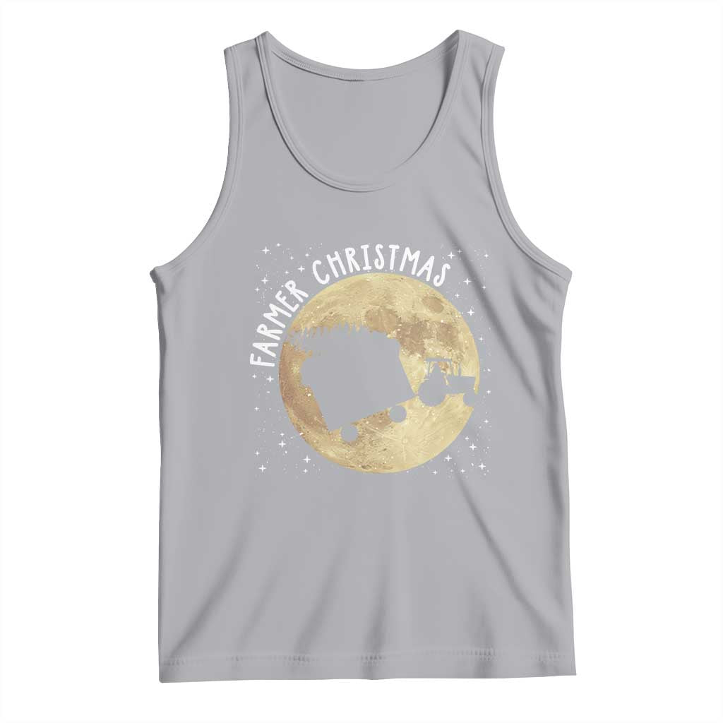 Funny Farmer Christmas Tank Top Xmas Santa Farm Tractor Moon TS11 Athletic Heather Print Your Wear