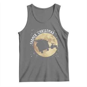 Funny Farmer Christmas Tank Top Xmas Santa Farm Tractor Moon TS11 Black Heather Print Your Wear