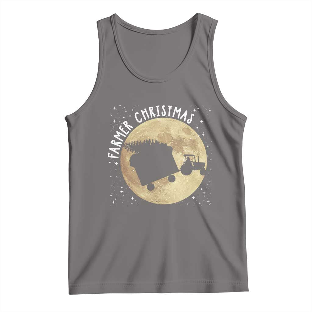 Funny Farmer Christmas Tank Top Xmas Santa Farm Tractor Moon TS11 Deep Heather Print Your Wear