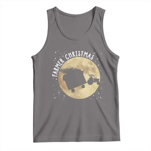 Funny Farmer Christmas Tank Top Xmas Santa Farm Tractor Moon TS11 Deep Heather Print Your Wear