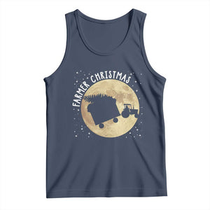 Funny Farmer Christmas Tank Top Xmas Santa Farm Tractor Moon TS11 Navy Print Your Wear