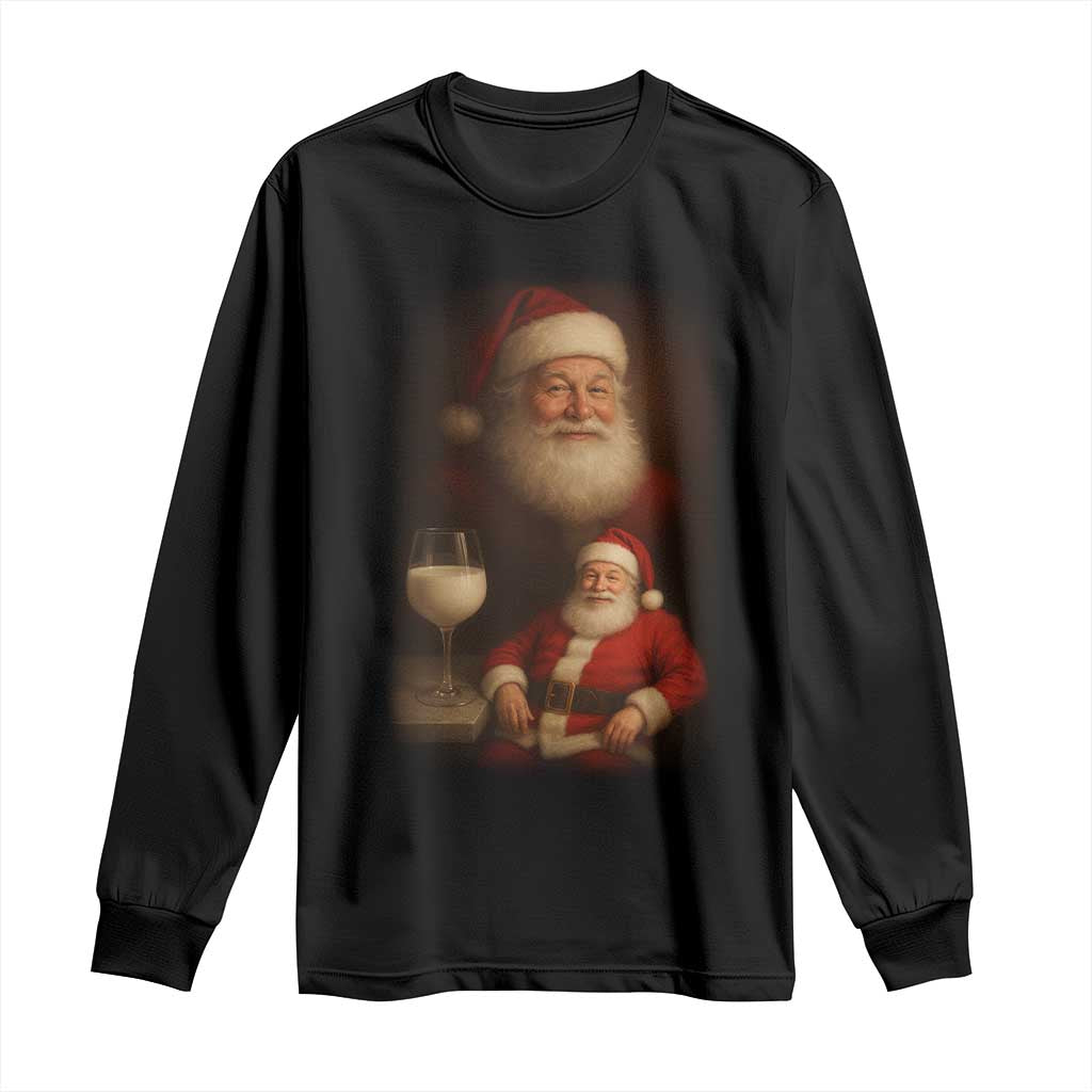 Funny Christmas Santa Drinking Milk Dank Meme Long Sleeve Shirt TS11 Black Print Your Wear