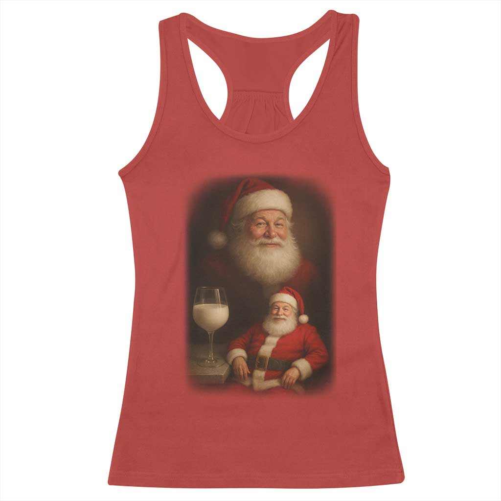 Funny Christmas Santa Drinking Milk Dank Meme Racerback Tank Top TS11 Red Print Your Wear