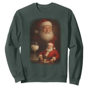 Funny Christmas Santa Drinking Milk Dank Meme Sweatshirt TS11 Dark Forest Green Print Your Wear
