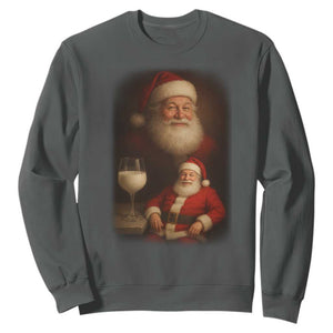 Funny Christmas Santa Drinking Milk Dank Meme Sweatshirt TS11 Dark Heather Print Your Wear