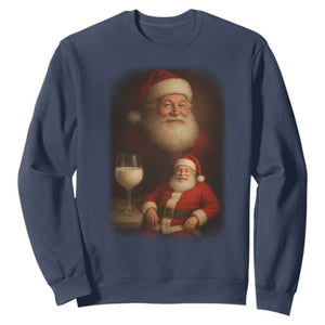 Funny Christmas Santa Drinking Milk Dank Meme Sweatshirt TS11 Navy Print Your Wear