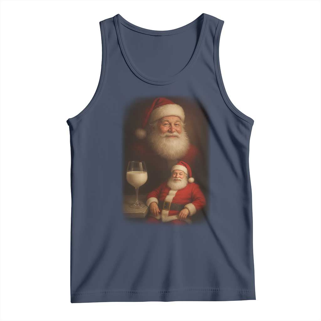 Funny Christmas Santa Drinking Milk Dank Meme Tank Top TS11 Navy Print Your Wear