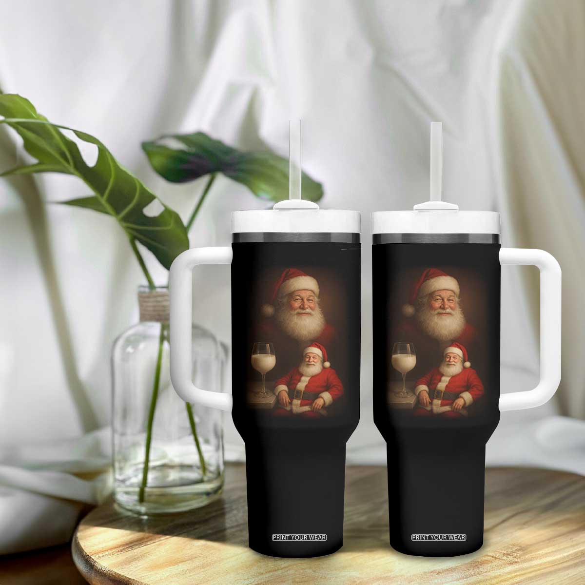 Funny Christmas Santa Drinking Milk Dank Meme Tumbler With Handle TS11 Print Your Wear