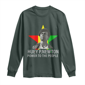 Huey P.Newton Power To The People Long Sleeve Shirt Black Panther Party Black History Month TS11 Dark Forest Green Print Your Wear