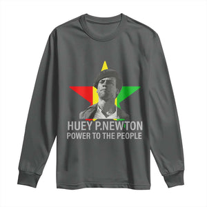 Huey P.Newton Power To The People Long Sleeve Shirt Black Panther Party Black History Month TS11 Dark Heather Print Your Wear