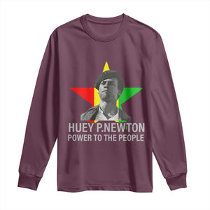 Huey P.Newton Power To The People Long Sleeve Shirt Black Panther Party Black History Month TS11 Maroon Print Your Wear