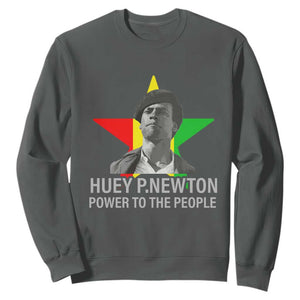 Huey P.Newton Power To The People Sweatshirt Black Panther Party Black History Month TS11 Dark Heather Print Your Wear