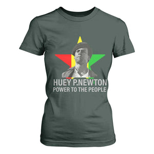 Huey P.Newton Power To The People T Shirt For Women Black Panther Party Black History Month TS11 Dark Forest Green Print Your Wear