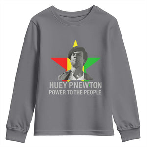 Huey P.Newton Power To The People Youth Sweatshirt Black Panther Party Black History Month TS11 Charcoal Print Your Wear