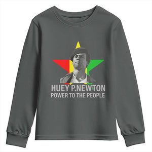 Huey P.Newton Power To The People Youth Sweatshirt Black Panther Party Black History Month TS11 Dark Heather Print Your Wear