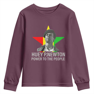 Huey P.Newton Power To The People Youth Sweatshirt Black Panther Party Black History Month TS11 Maroon Print Your Wear